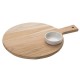 CONJ DE TABUA DE MAD TECA CIRCULAR COM ALCA E POTE DE PORCELANA P PETISCOS NATURAL 2 PC TRAMONTINA
