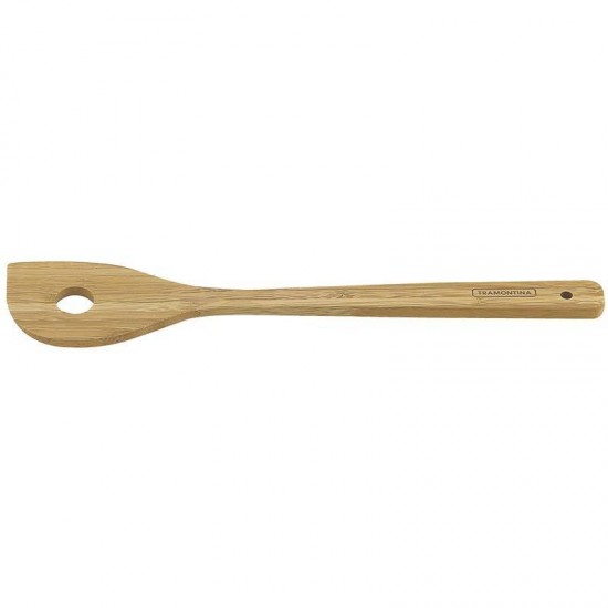 ESPATULA DE MADEIRA BAMBU COM FURO PARA ALIMENTOS NATURAL TRAMONTINA