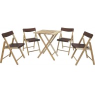 CONJ CADEIRAS MESA MADEIRA POTENZA DOBRAVEL MADEIRA TECA NATURAL EPOLIPR MARROM 5 PECAS TRAMONTINA