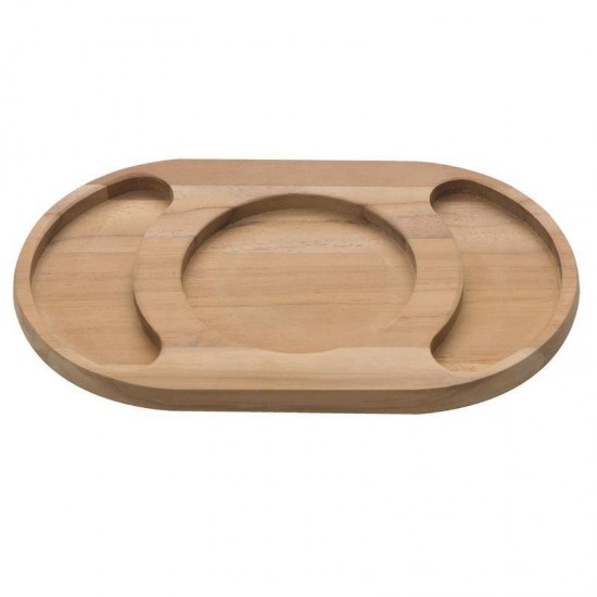 TABUA DE MADEIRA TECA OVAL PARA PETISCO NATURAL 240X150X15 TRAMONTINA