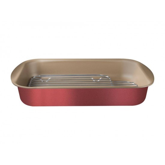 ASSADEIRA COM GRELHA 34CM 4 5L BRASIL VERMELHO ALUMINIO COM REVESTIMENTO ANTIADERENTE TRAMONTINA