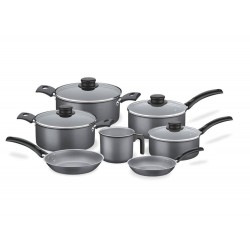 JOGO DE PANELAS 7 PEÇAS CINZA SORTIDOS DE ALUMINIO COM REVESTIMENTO ANTIADERENTE TRAMONTINA