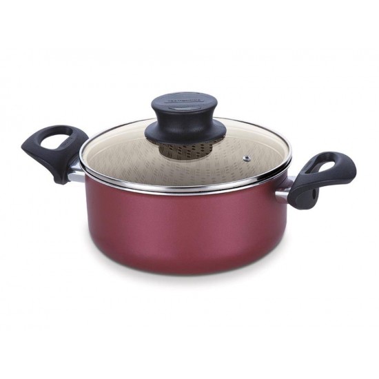 CACAROLA 16CM 1 5L PARIS VERMELHO ALUMINIO COM REVESTIMENTO ANTIADERENTE TRAMONTINA