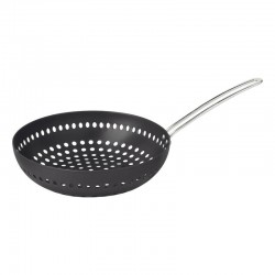 GRELHA WOK FURADA PARA CHURRASCO EM ALUMÍNIO ANODIZADO COM CABO 26 CM TRAMONTINA