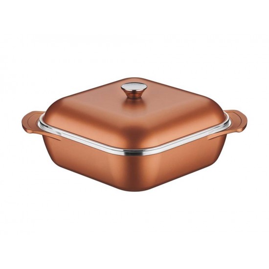 CACAROLA QUADRADA 28CM 5 6L LYON DOURADO ALUMINIO COM REVESTIMENTO ANTIADERENTE TRAMONTINA