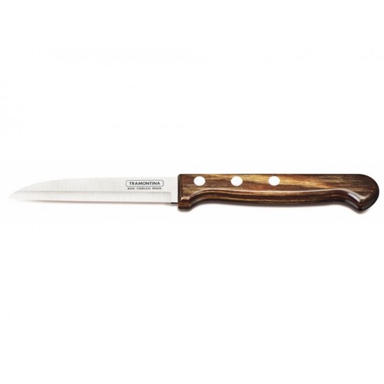 FACA PARA LEGUMES FRUTAS 3 POLYWOOD CASTANHO LAMINA DE ACO INOX E CABO DE MADEIRA TRAMONTINA