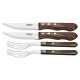 JOGO CHURRASCO 4 PEÇAS POLYWOOD CASTANHO SORTIDOS LAMINAS DE ACO INOX E CABOS DE MADEIRA TRAMONTINA