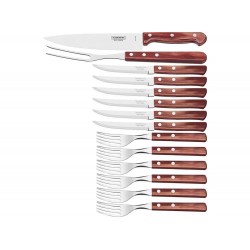 KIT CHUR 14 PCS POLYWOOD VERMELHO SORTIDOS COM LAMINAS DE ACO INOX E CABOS DE MADEIRA TRAMONTINA
