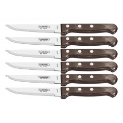 CONJUNTO FACAS CHUR JUMBO 6 PCS POLYWOOD CASTANHO LAMINAS DE ACO INOX E CABOS DE MADEIRA TRAMONTINA