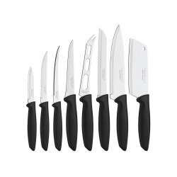 JOGO DE FACAS 8 PEÇAS PLENUS PRETO SORTIDOS COM LAMINAS ACO INOX E CABOS POLIPROPILENO TRAMONTINA