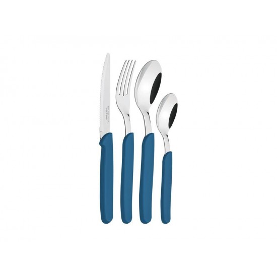 FAQUEIRO 24 PC CARMEL TURQUESA/ESCURO SORTIDOS COM LAMINAS ACO INOX E CABOS POLIPRO TRAMONTINA
