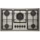 FOGAO COOKTOP FISCHER 5 BOCAS TRIPLA CHAMA A GAS MESA INOX