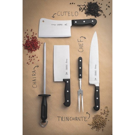 FACA CHEF CENTURY COM LAMINA EM AÇO INOX E CABO EM POLICARBONATO DE 10 POLEGADAS TRAMONTINA