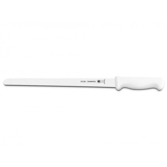 FACA PARA FIAMBRES 12 PROFISSIONAL BRANCO LAMINA DE ACO INOX E CABO DE POLIPROPILENO TRAMONTINA