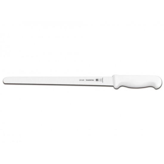 FACA PARA FIAMBRES 16 PROFISSIONAL BRANCO LAMINA DE ACO INOX E CABO DE POLIPROPILENO TRAMONTINA