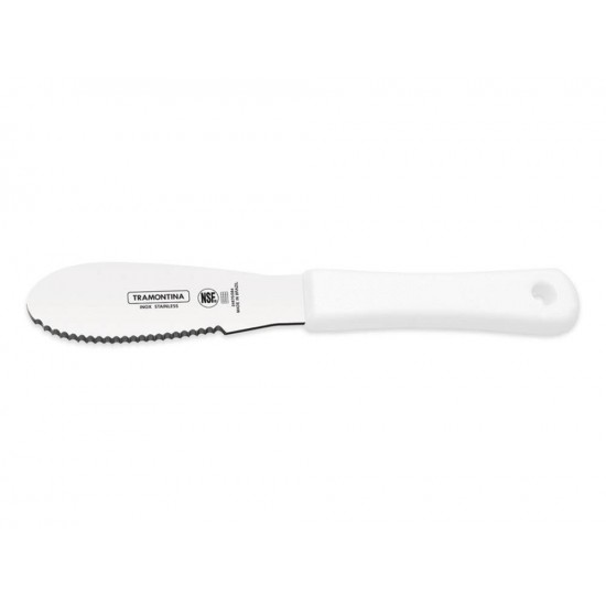 ESPATULA COM SERRILHA 4X1 1/4 PROFISSIONAL BRANCOLAMINA ACO INOX E CABO POLIPROPILENO TRAMONTINA