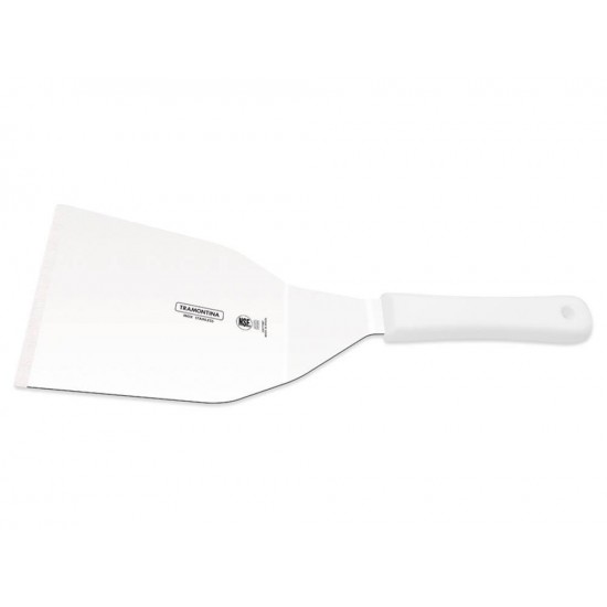 ESPATULA PARA HAMBURGUER 7X4 1/4 PROFISSIONAL BRANCOLAMINA ACO INOX E CABO POLIPROPILENO TRAMONTINA