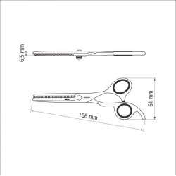 TESOURA PARA CABELO EM ACO INOX COM FIO DESBASTE E APOIO FIXO PARA DEDO 6 TRAMONTINA