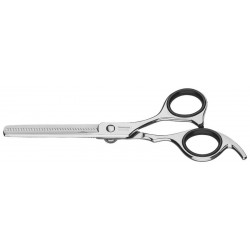 TESOURA PARA CABELO EM ACO INOX COM FIO DESBASTE E APOIO FIXO PARA DEDO 6 TRAMONTINA