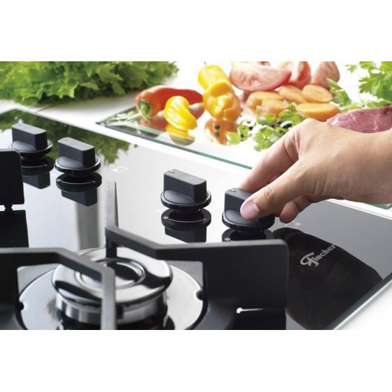 FOGAO COOKTOP FISCHER 4 BOCAS TRIPLA CHAMA INFINITY GAS MESA VIDRO PRETO