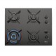 FOGAO COOKTOP FISCHER 4Q FIT LINE GAS TRIPLA CHAMA  MESA VIDRO PRETO