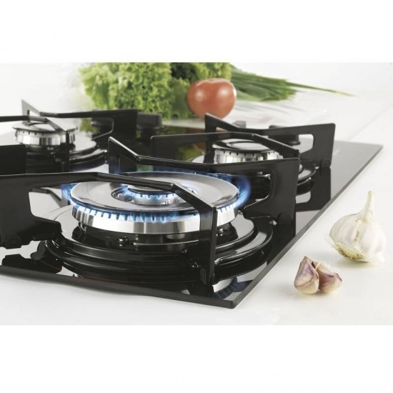 FOGAO COOKTOP FISCHER 4Q FIT LINE GAS TRIPLA CHAMA  MESA VIDRO PRETO