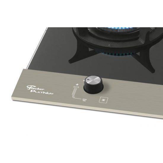FOGAO COOKTOP FISCHER 1 BOCA TRIPLA CHAMA PLATINIUM GAS MESA VIDRO