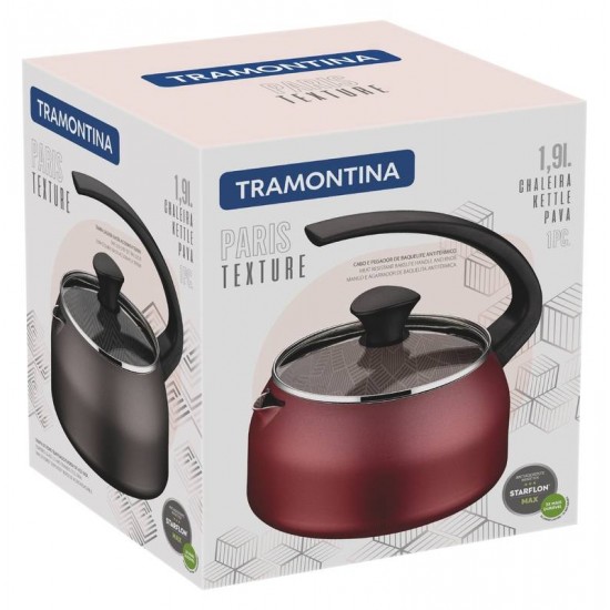 CHALEIRA PARIS TEXTURE EM ALUMINIO E EXTERNO ANTIADERENTE STARFLON MAX GRAFITE 1.9 L TRAMONTINA
