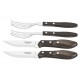 JOGO DE TALHERES CHURRASCO AÇO INOX CABO CASTANHO POLYWOOD COM ESTOJO DE MADEIRA 4 PEÇAS TRAMONTINA