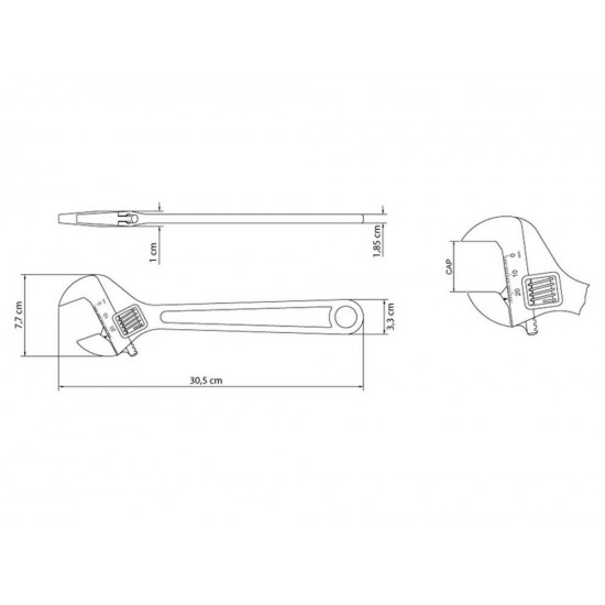 CHAVE AJUSTAVEL PARA PORCAS 12 FORJADA EM ACO CARBONO CROMADA ABERTURA MAXIMA 34 MM TRAMONTINA