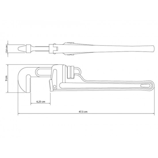 CHAVE PARA TUBOS 18 MODELO AMERICANO CORPO FERRO FUNDIDO MANDIBULAS ACO ALTO CARBONO TRAMONTINA