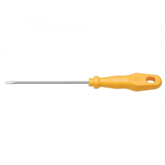 CHAVE DE FENDA PONTA CHATA 1 8X4 HASTE EM ACO ESPECIAL CABO INJETADO EM PP COR AMARELO TRAMONTINA