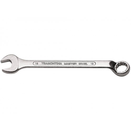 CHAVE COMBINADA COM PESCOCO 18MM FORJADA EM ACO ESPECIAL CROMADA BOCAS USINADAS TRAMONTINA