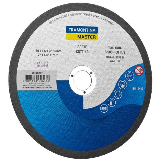 DISCO DE CORTE FINO 7 PARA ACO INOX E MATERIAIS ENDURECIDOS TRAMONTINA
