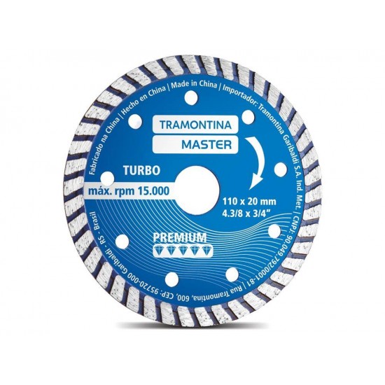 DISCO DIAMANTADO TURBO 4.3 8.CORPO ACO ESPECIAL TEMPERADO.VELOCIDADE MAXIMA 15000RPM TRAMONTINA