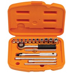 MALETA COM SOQUETES E ACESSORIOS 1 4 17 PECAS - MILIMETROS TRAMONTINA