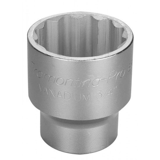 SOQUETE ESTRIADO EM ACO CROMO VANADIO 42 MM - ENCAIXE 3 4 TRAMONTINA