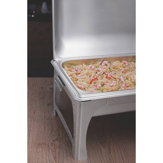 RECHAUD RETANGULAR EM ACO INOX BANHO MARIA TAMPA REMOVIVEL COM FOGAREIRO CUBA 1 1 9 L TRAMONTINA