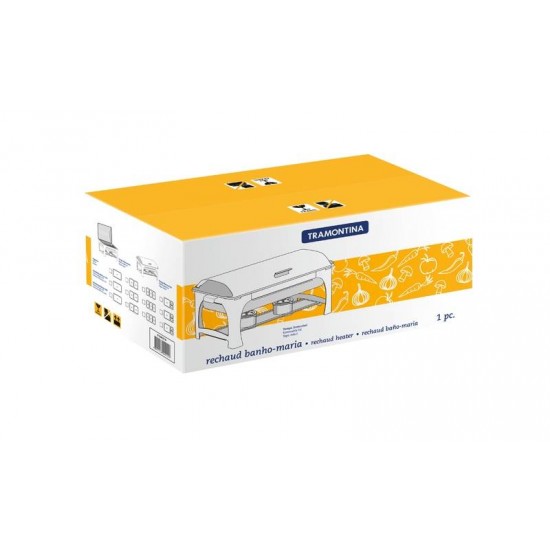 RECHAUD RETANGULAR EM ACO INOX BANHO MARIA TAMPA REMOVIVEL COM FOGAREIRO CUBA 1 1 9 L TRAMONTINA
