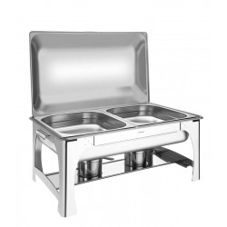 RECHAUD RETANGULAR EM ACO INOX BANHO MARIA TAMPA REMOVIVEL COM FOGAREIRO CUBA 1 2 8.4 L TRAMONTINA