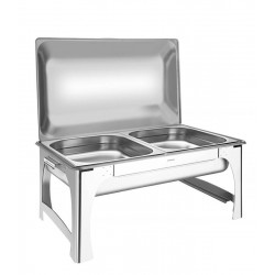RECHAUD RETANGULAR EM ACO INOX BANHO MARIA TAMPA REMOVIVEL CUBA 1 2 8.4 L TRAMONTINA