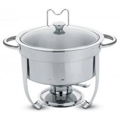 RECHAUD REDONDO EM ACO INOX BANHO MARIA COM SUPORTE PARA TAMPA E FOGAREIRO 7 L TRAMONTINA