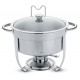 RECHAUD REDONDO EM ACO INOX BANHO MARIA COM SUPORTE PARA TAMPA E FOGAREIRO 7 L TRAMONTINA