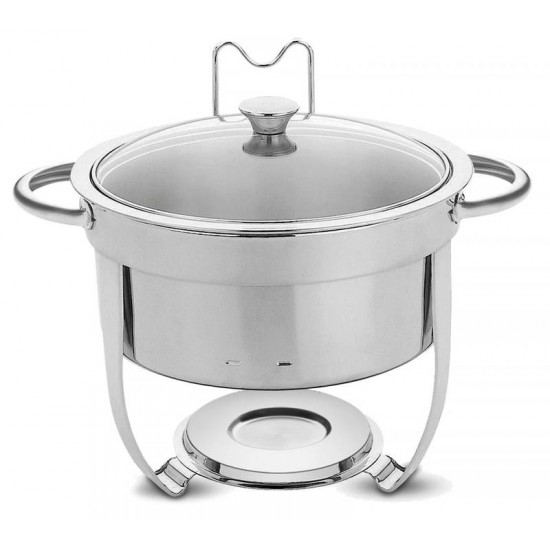 RECHAUD REDONDO EM ACO INOX BANHO MARIA COM SUPORTE PARA TAMPA 7 L TRAMONTINA