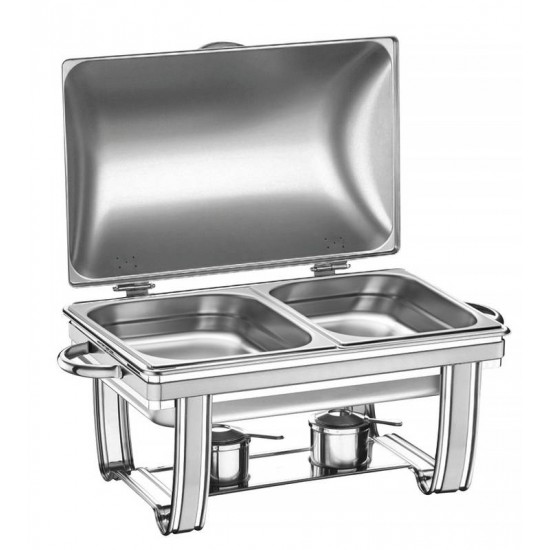 RECHAUD RETANGULAR EM ACO INOX BANHO MARIA TAMPA BASCULANTE CUBA 1 2 COM FOGAREIRO 8.4 L TRAMONTINA