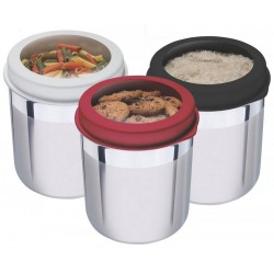 POTE CUCINA EM ACO INOX COM TAMPA PLASTICA VERMELHA E VISOR 12 CM 1,5 L TRAMONTINA