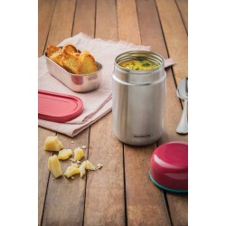 POTE PARA ALIMENTOS FREEZINOX EM ACO INOX COM TAMPA PLASTICA ROSA 0.4 L TRAMONTINA