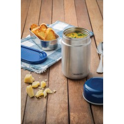 POTE PARA ALIMENTOS FREEZINOX EM ACO INOX COM TAMPA PLASTICA AZUL 0.4 L TRAMONTINA