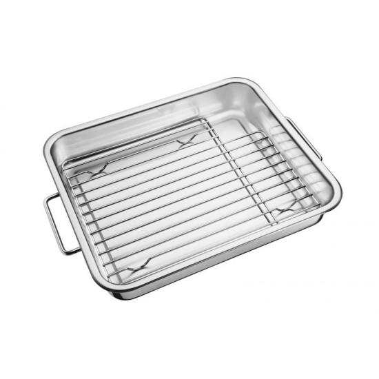 ASSADEIRA SERVICE EM ACO INOX COM GRELHA 39 X 33 CM TRAMONTINA