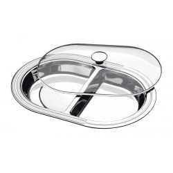 TRAVESSA 2 DIVISOES ACO INOX COM TAMPA DE VIDRO 450 X 310MM TRAMONTINA